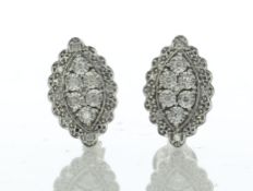 9ct White Gold Marquise Cluster Diamond Stud Earring 0.16 Carats - Valued By IDI £1,740.00 - Six