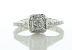 9ct White Gold Single Stone With Halo And Shoulders Setting Ring 0.20 Carats - Valued By IDI £1,