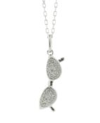 9ct White Gold 'Spectacles' Diamond Pendant And 18" Chain 0.04 Carats - Valued By IDI £985.00 - A