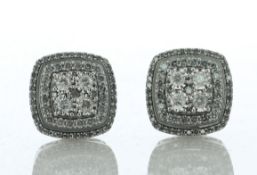 9ct White Gold Cluster Diamond Pillow Stud Earring 1.00 Carats - Valued By IDI £2,950.00 - Four