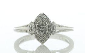 9ct White Gold Marquise Cluster Diamond Ring 0.20 Carats - Valued By IDI £1,560.00 - Thirteen single