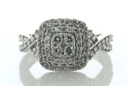 9ct White Gold Cushion Shaped Diamond Cluster Ring 1.00 Carats - Valued By IDI £3,500.00 - The