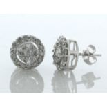 9ct White Gold Round Cluster Diamond Stud Earring 1.00 Carats - Valued By IDI £3,320.00 - A