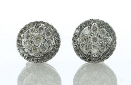 9ct White Gold Round Cluster Diamond Earring 1.00 Carats - Valued By IDI £3,070.00 - A central round