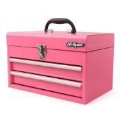 RRP £60.50 Hi-Spec Pink Steel Metal Chest & Drawers Tool Box Carry