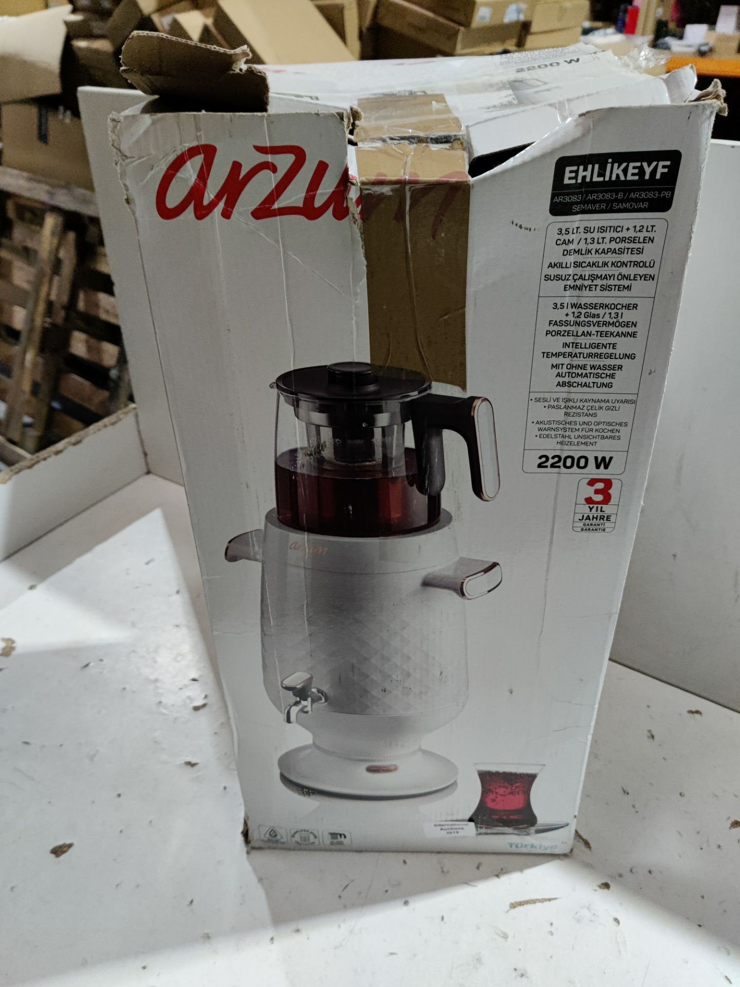 RRP £136.89 Arzum AR3083B Electric Samovar Tea Maker, 2200W, Black - Image 2 of 2