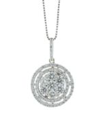 18ct White Gold Diamond Cluster Pendant And Chain 1.00 Carats - Valued By AGI £4,995.00 - Seven