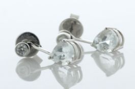 18ct White Gold Diamond And Aqua Marine Drop Earrings (AM1.36) 0.16 Carats - Valued By AGI £3,250.00