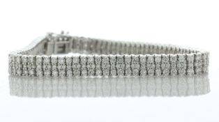 14ct White Gold Three Row Tennis Diamond Bracelet 7" 6.00 Carats - Valued By AGI £21,625.00 - This