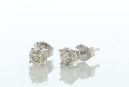 14ct Gold Gallery Set Diamond Earring 0.90 Carats - Valued By AGI £3,850.00 - Two round brilliant