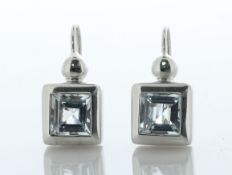 18ct White Gold Aqua Marine Drop Earrings 4.00 - Valued By AGI £3,410.00 - These lovely drop