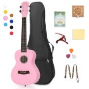 RRP £36.52 Dripex Pink Concert Ukulele 23 Inch Ukulele with Beginner Kit (Ukulele Bag