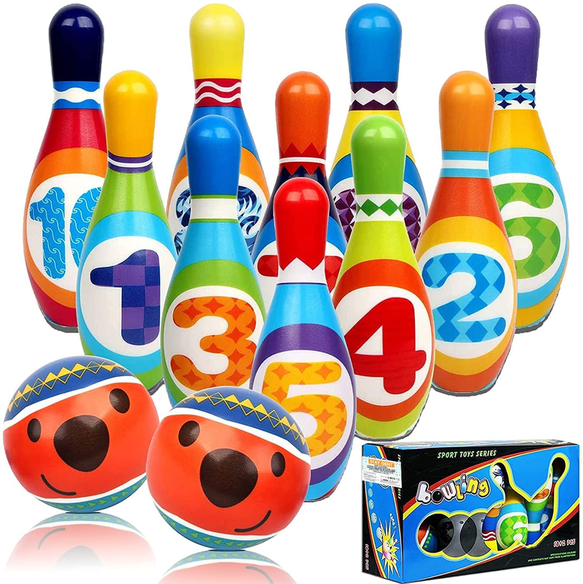 RRP £28.32 STAY GENT Kids Bowling Set Skittles Game 10 Pins and