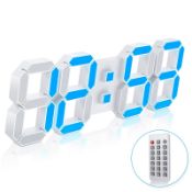 RRP £30.51 EDUP HOME LED Digital Wall Clock 3D Alarm White with
