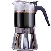 RRP £47.07 VeoHome Stovetop espresso maker Glass and Stainless