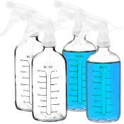 RRP £22.82 Youngever 4 Pack 500ML Empty Glass Spray Bottles with Measurements