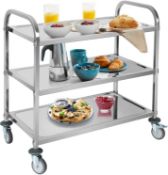 RRP £107.30 ybaymy 3 Tier Stainless Steel Trolley 750x400x835mm