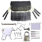 RRP £23.39 33-Piece Lock Pick Set and Boutique PU Bag with 1 Transparent