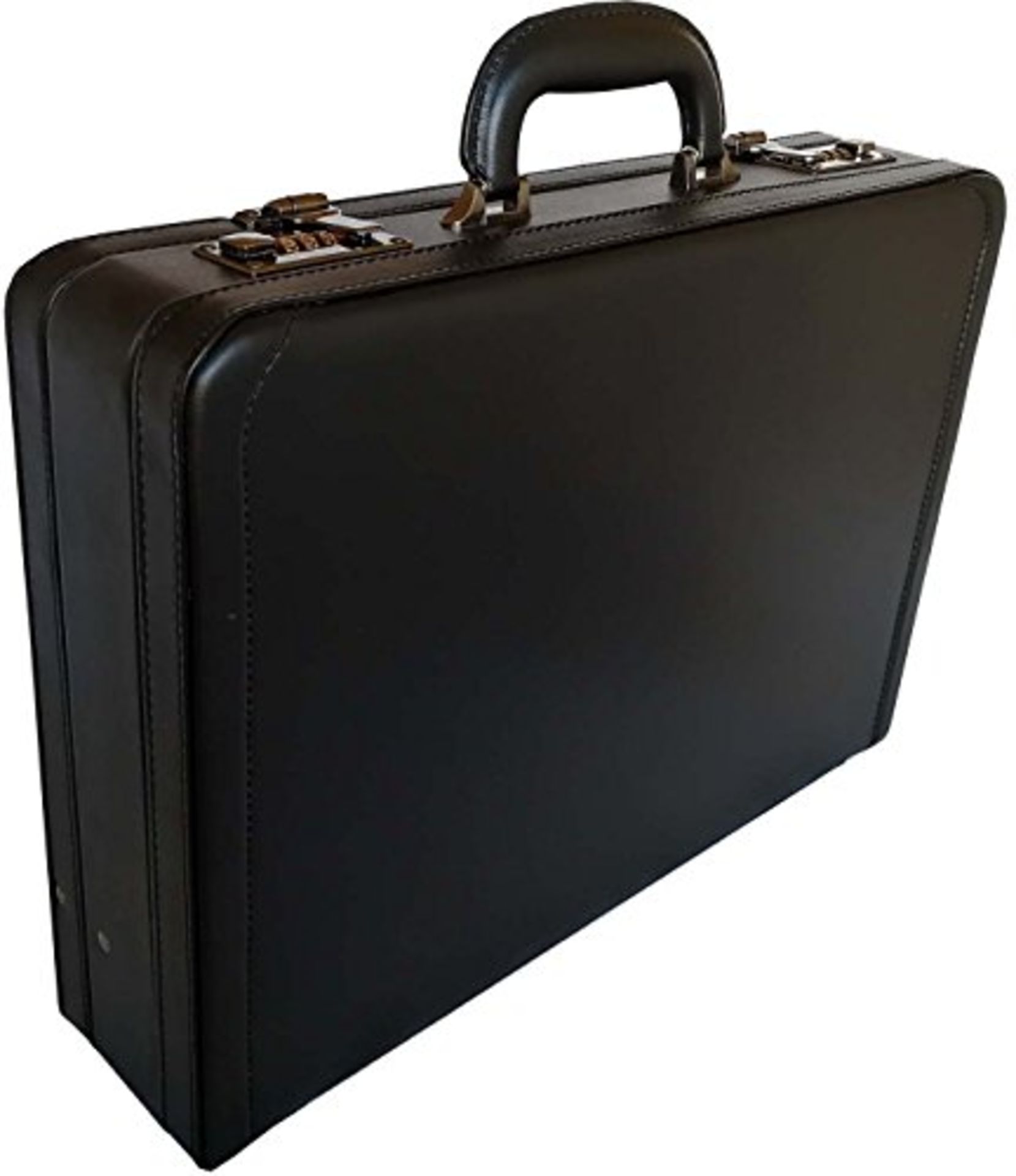 RRP £49.06 Deluxe Faux Leather Expandable Executive Attache Case Briefcase (Black)