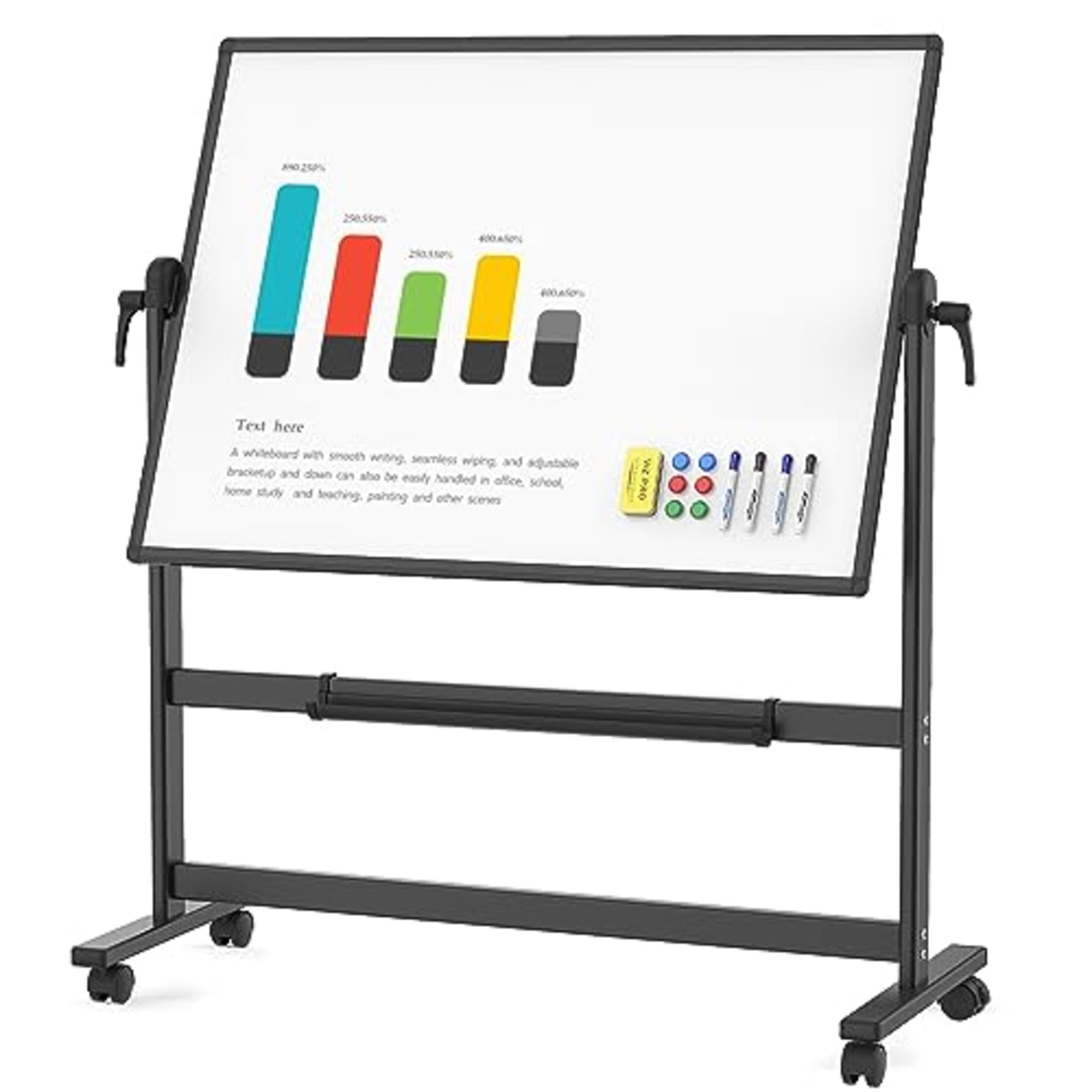 RRP £103.98 VIZ-PRO Double-Sided Magnetic Mobile Whiteboard