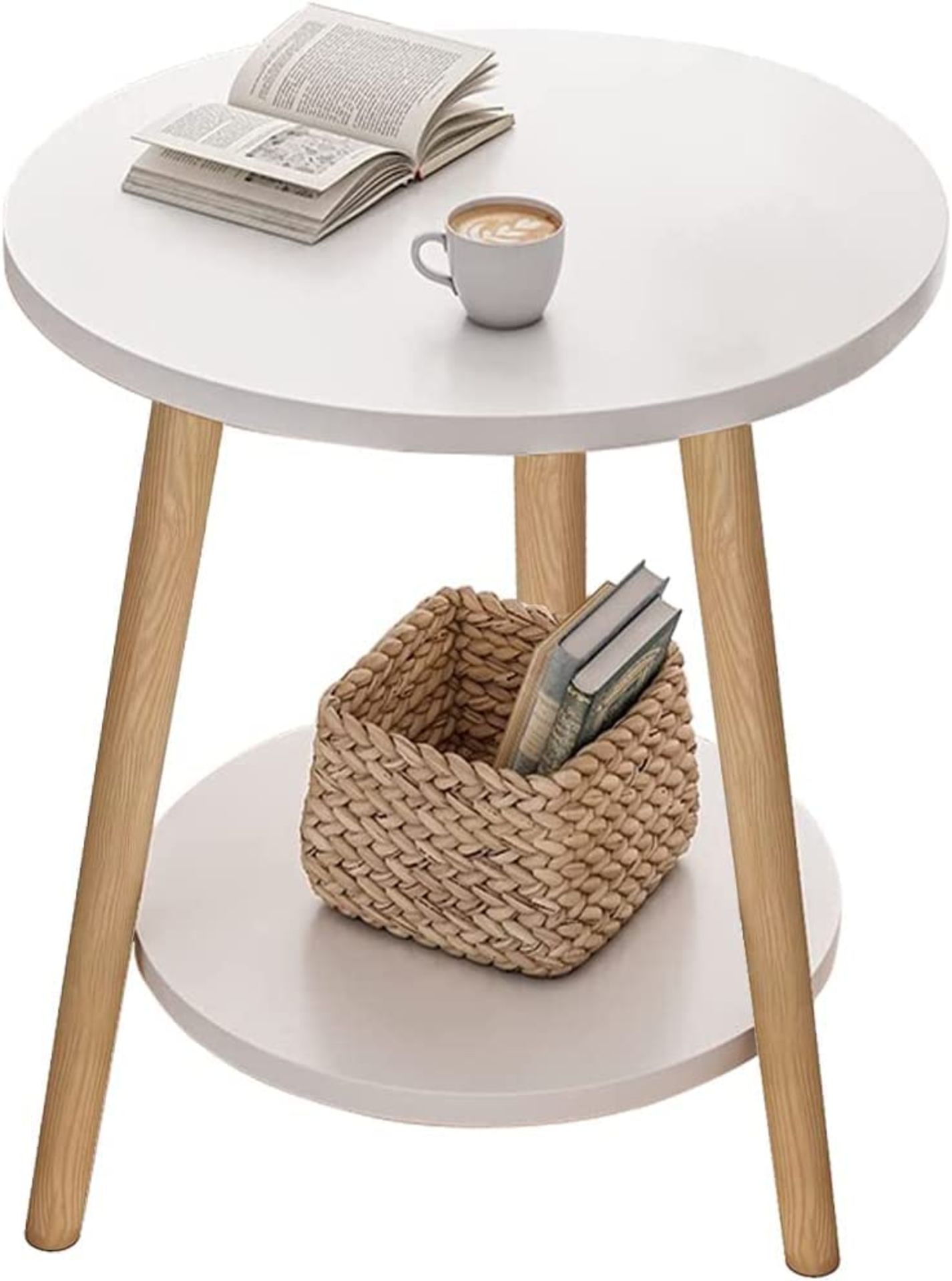 RRP £40.94 KZOBYD Round Side Table 2 Tier End Table With White