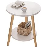 RRP £40.94 KZOBYD Round Side Table 2 Tier End Table With White