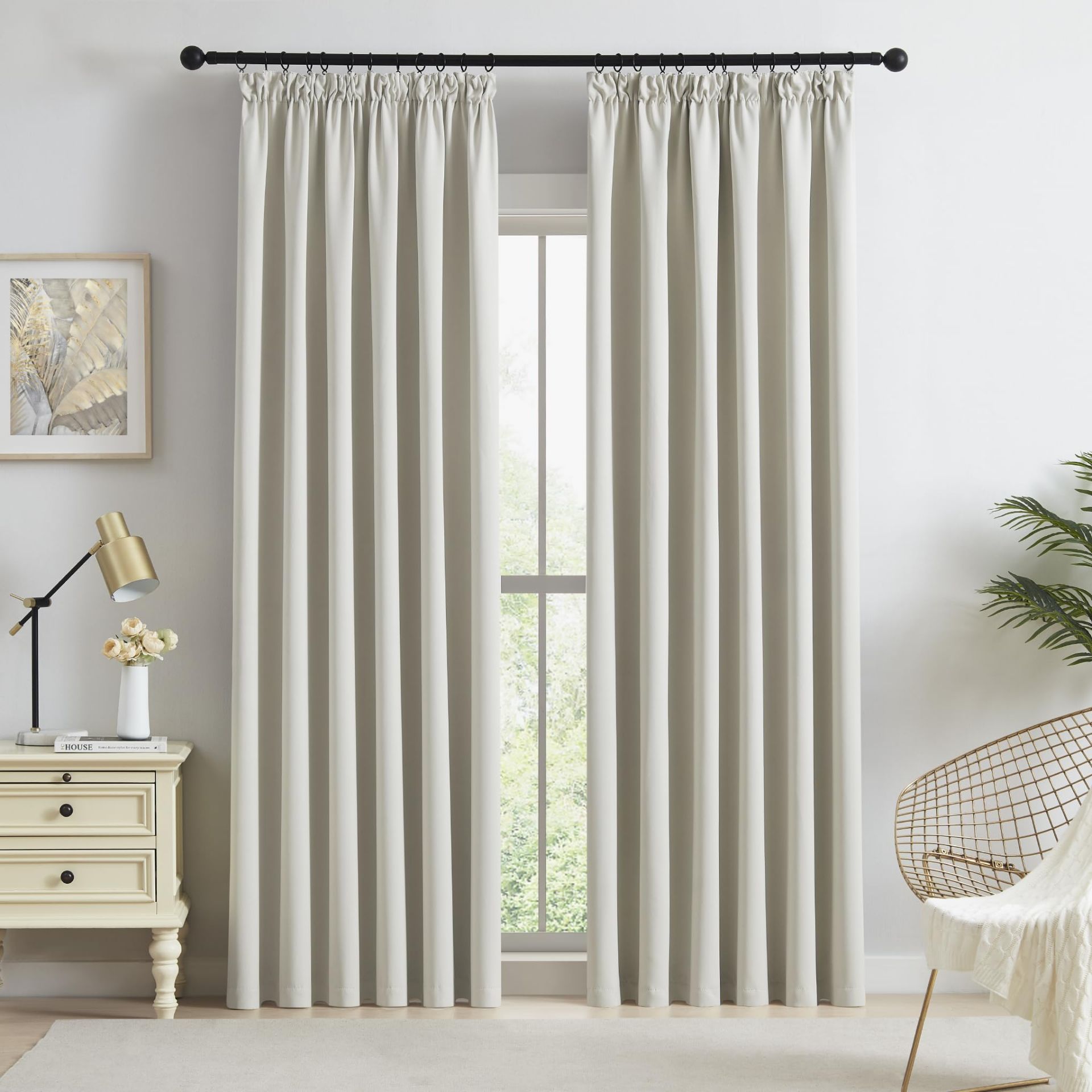 RRP £51.36 Beauoop Beige Pencil Pleat Full Blackout Window Curtain