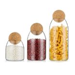 RRP £28.73 Set of 3 Glass Jars with Lid Kitchen Storage Jars Canister