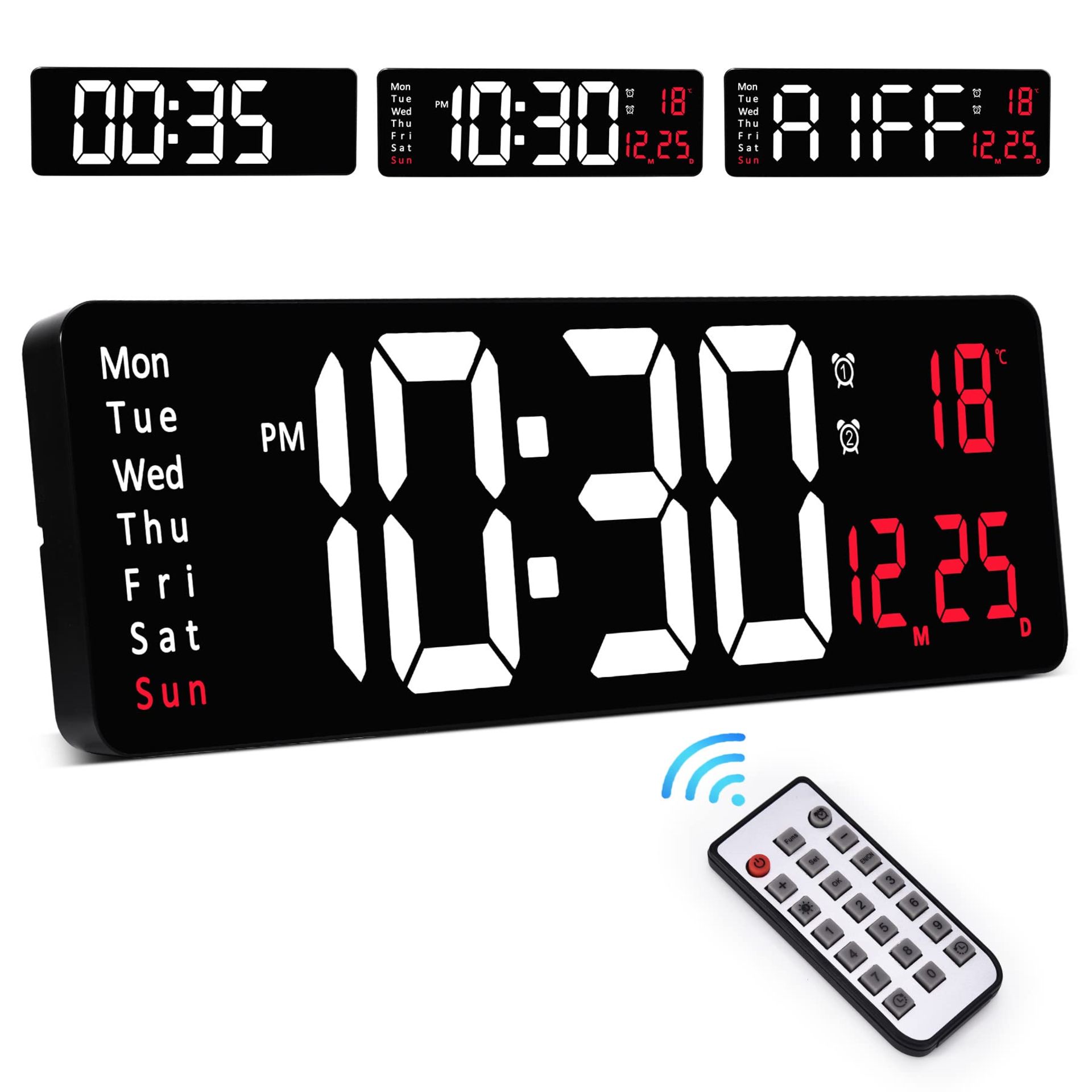 RRP £51.21 Sukeen 16" Large Digital Wall Clock with Remote Control