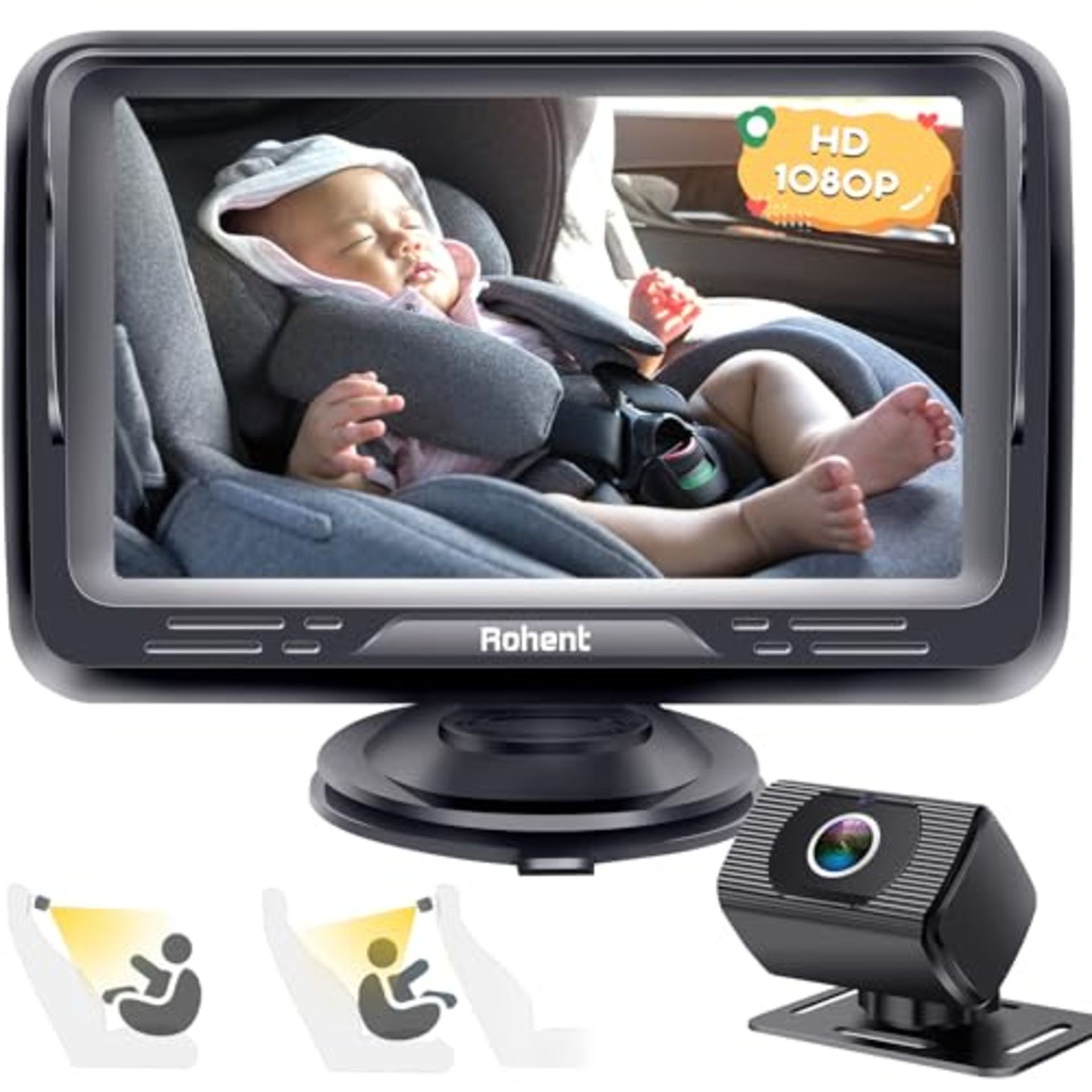 RRP £38.80 Rohent Baby Car Camera HD 1080P Baby Car Mirror 5 Mins