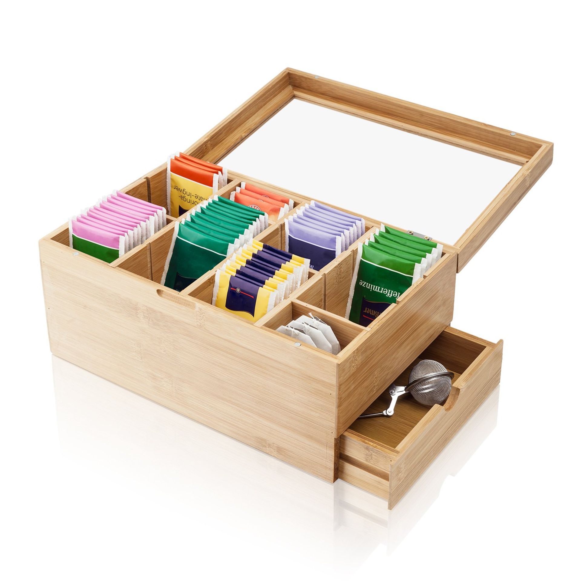 RRP £29.41 Amazy | Bamboo Wooden Tea Box Extra Large