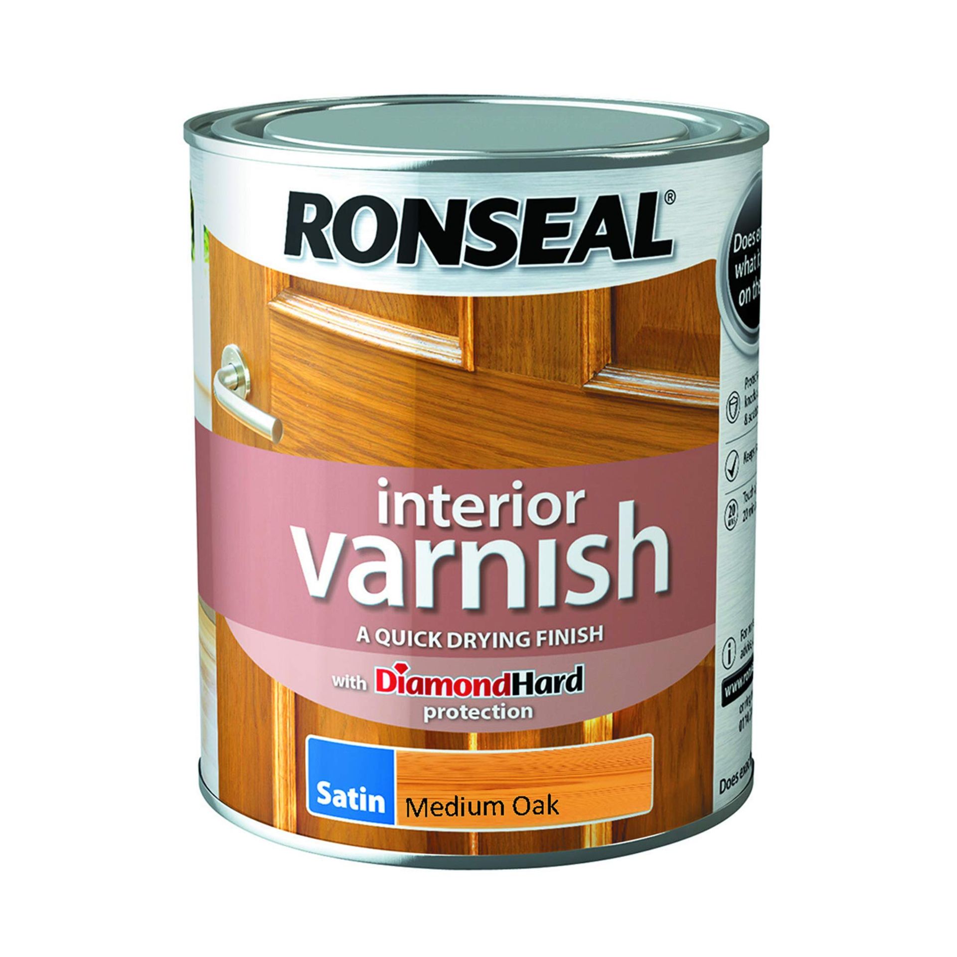 RRP £21.06 Ronseal Interior Varnish Medium Oak Satin 750ml