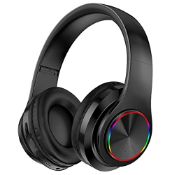 RRP £11.40 MUARRON Wireless bluetooth headphones-Colorful lights/Foldable/Large