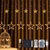 RRP £22.82 DazSpirit LED Star Curtain Lights with Remote Control and 20 Hooks
