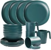 RRP £28.04 Greentainer Unbreakable Plastic Dinnerware Sets