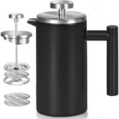 RRP £36.52 MaxMiuly Large Cafetiere 1.5L/50 OZ Stainless Steel