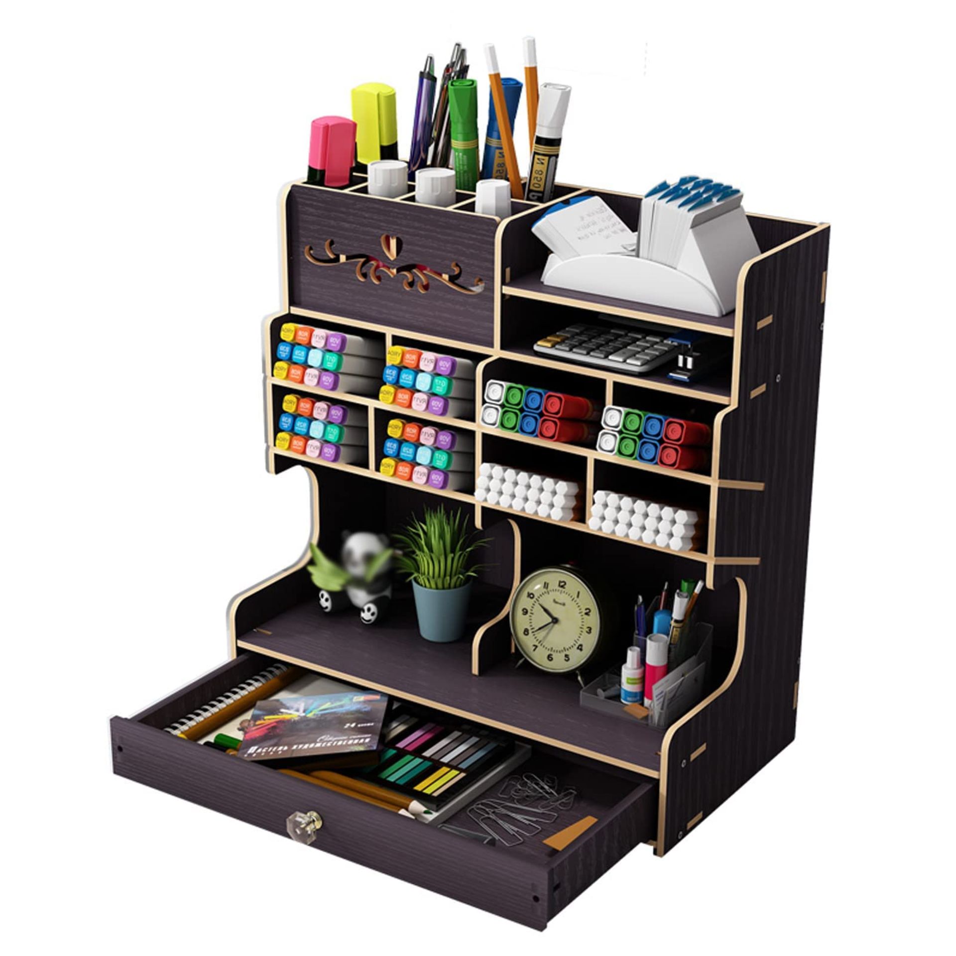 RRP £26.25 Desk Storage Box Wooden Multi-Function Drawer Desk