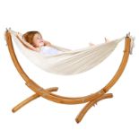 RRP £88.53 FUNLIO Wooden Hammock with Stand for Kids 3-5 Years (Height < 120cm)