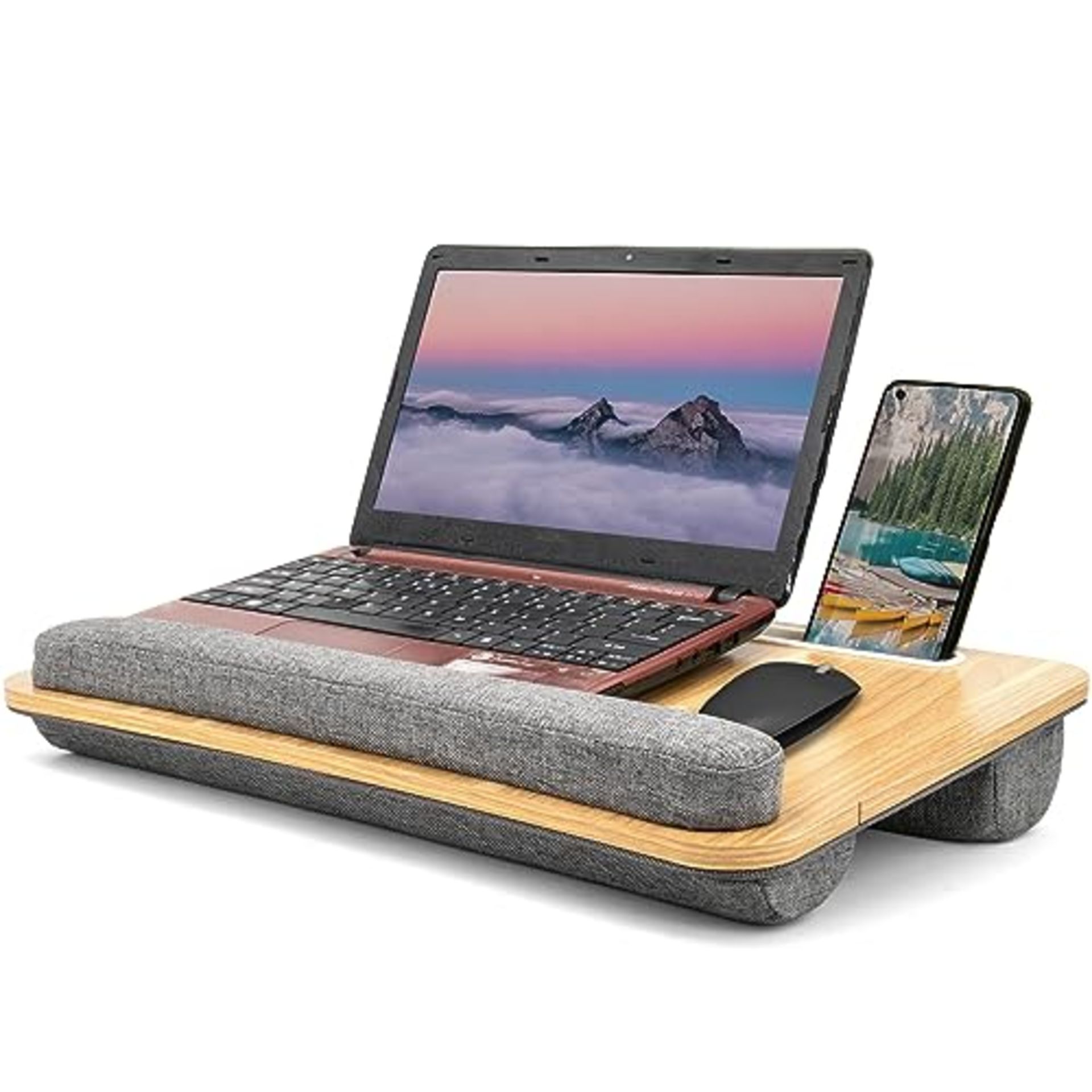 RRP £23.96 SEFFO Lap Desk Laptop Tray: Computer Bed Tray with Soft Pillow