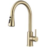 RRP £57.39 DAYONE Gold Kitchen Sink Tap Mixer with Pull Out Sprayer