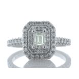 Platinum Single Stone With Halo Setting Ring 0.99 Carats - Valued By AGI £16,110.00 - A modern
