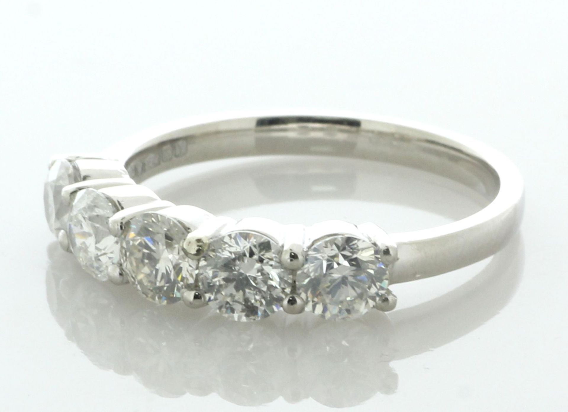 Platinum Five Stone Diamond Ring 1.52 Carats - Valued By IDI £5,245.00 - Five round brilliant cut - Image 2 of 5