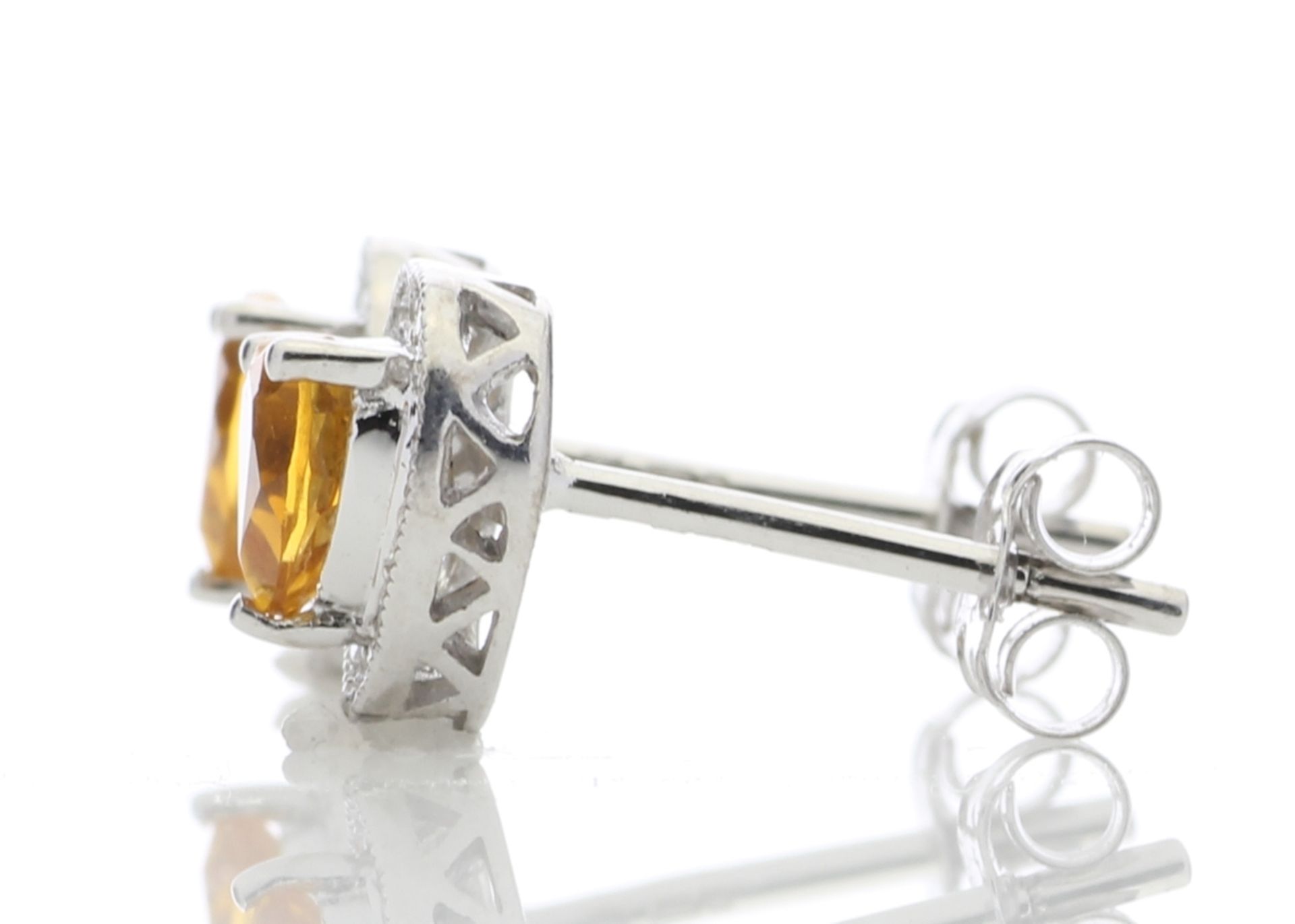 9ct White Gold Citrine Heart Diamond Earring (C1.40) 0.20 Carats - Valued By IDI £2,450.00 - Two - Image 3 of 5