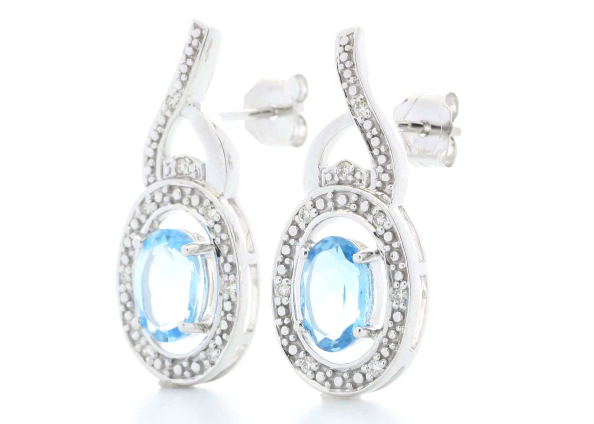 9ct White Gold Diamond And Blue Topaz Earring (BT1.69) 0.05 Carats - Valued By GIE £2,195.00 - A - Image 3 of 8