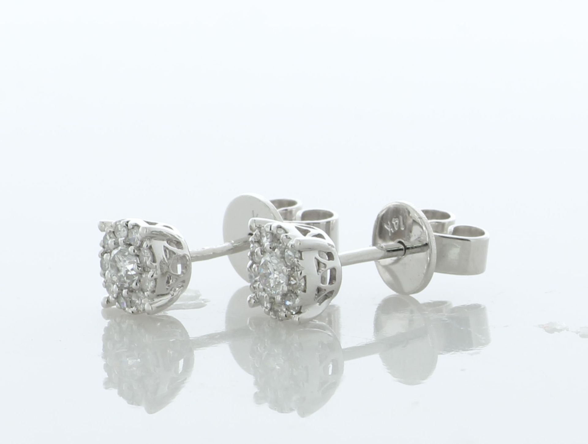 14ct Gold Round Cluster Claw Set Diamond Earring 0.32 Carats - Valued By IDI £2,560.00 - Ten round - Image 2 of 5