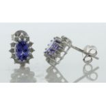 9ct White Gold Diamond And Tanzanite Earring (T0.86) 0.12 Carats - Valued By GIE £2,890.00 - These