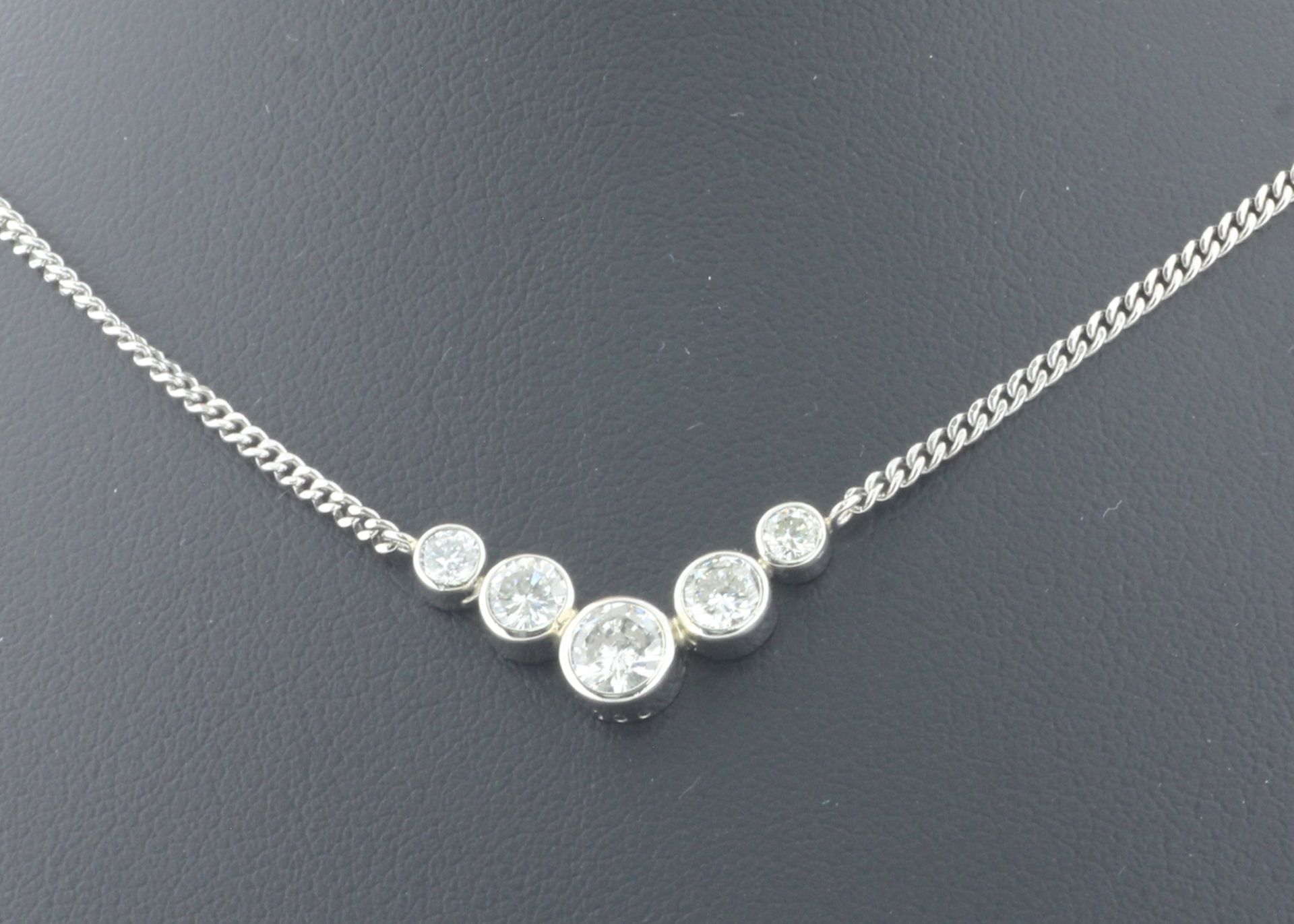 Platinum Illusion Set Diamond Pendant 1.00 Carats - Valued By GIE £10,840.00 - Five round - Image 2 of 3