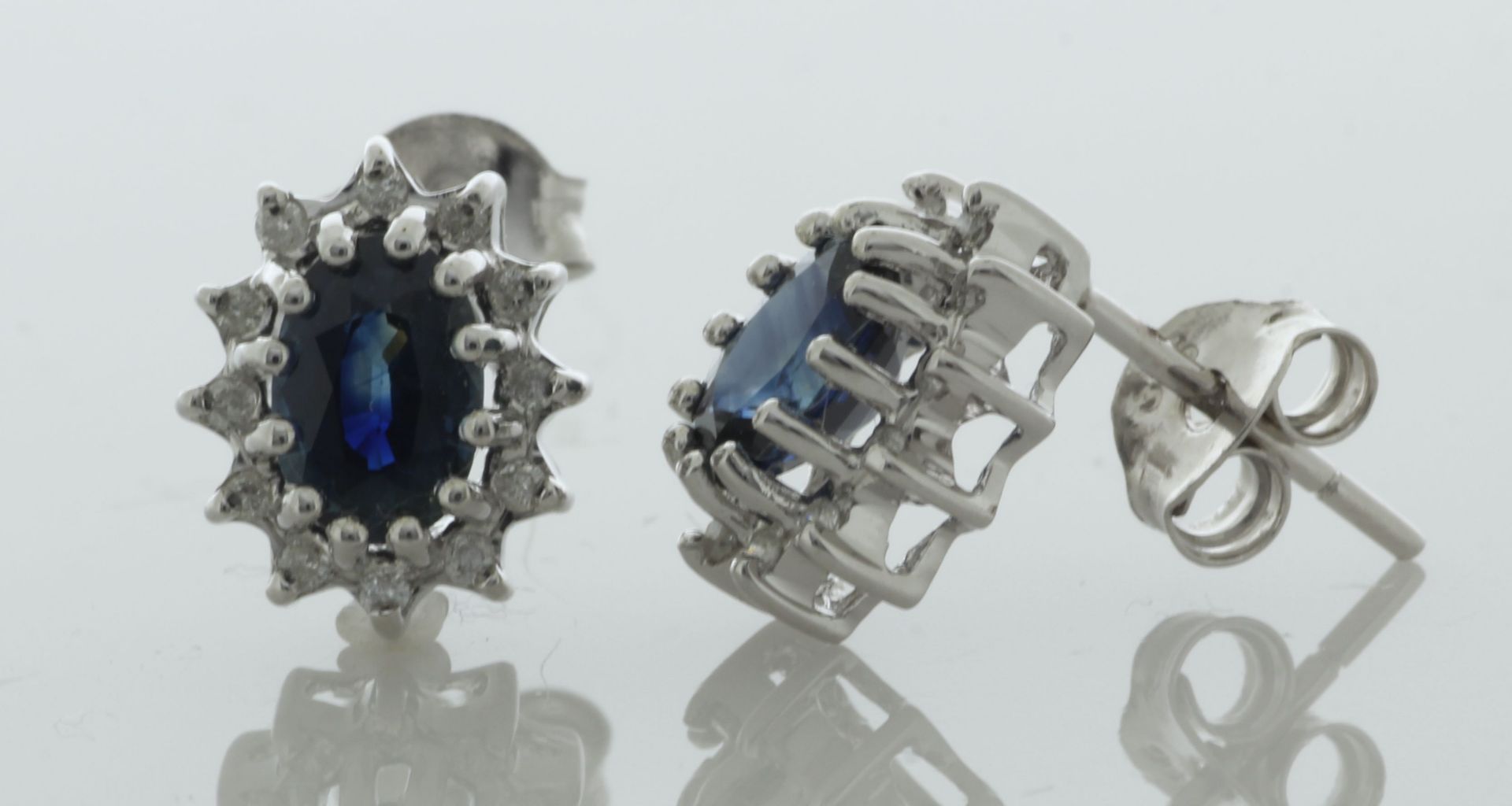 9ct White Gold Diamond And Sapphire Earring (S1.04) 0.12 Carats - Valued By GIE £2,470.00 - These