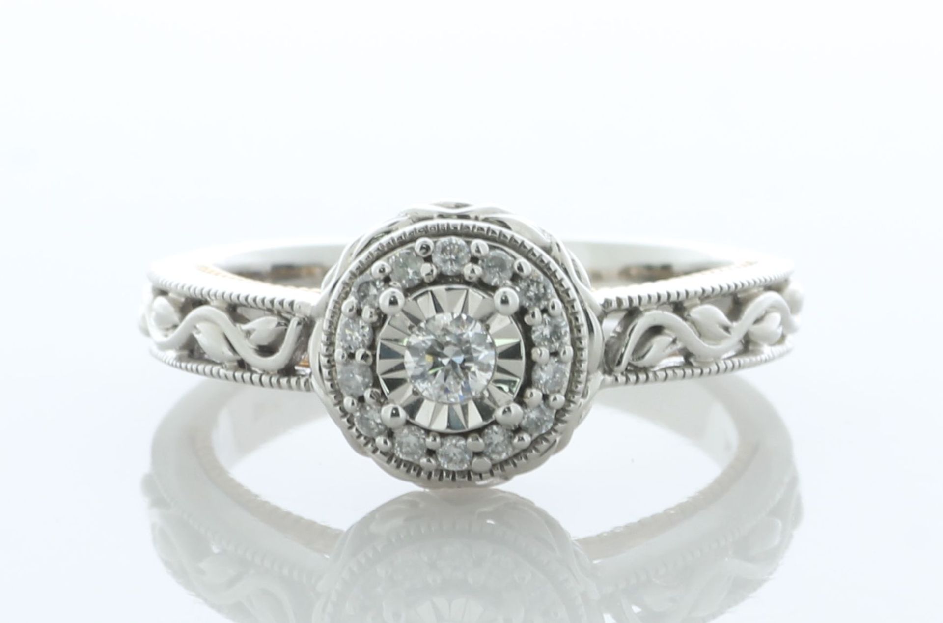 10ct White Gold Oval Cluster Claw Set Diamond Ring 0.20 Carats - Valued By IDI £3,695.00 - This