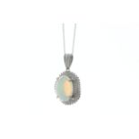Platinum Diamond And Opal Pendant (O3.64) 0.94 Carats - Valued By IDI £17,270.00 - A beautiful 3.